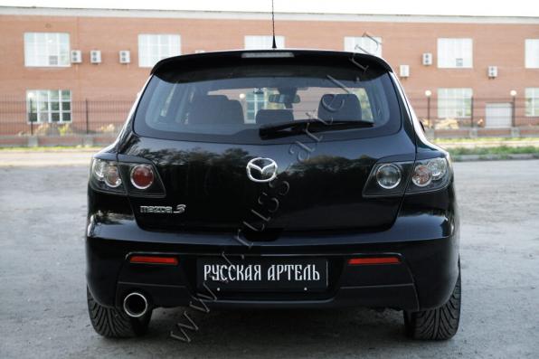 Накладки на задние фонари (Реснички) Mazda 3 хэтчбэк 2003-2008 глянец (под покраску)