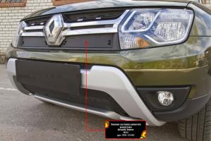 Зимняя заглушка решетки радиатора Renault Duster 2015- (I рестайлинг) шагрень