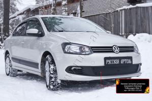 Зимняя заглушка решетки переднего бампера Volkswagen Polo V 2009-2016 шагрень