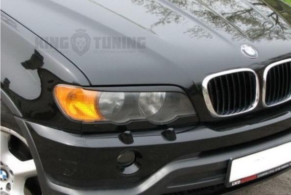 Реснички на фары для BMW X5 Е53 до рестайлинг (Fiberglass-Easy-Gloss) (под покраску)