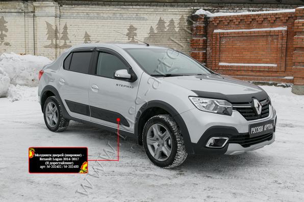 Молдинги на двери широкие Renault Logan II рестайлинг 2018-